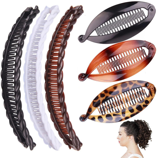 Vintage Banana Hair Clips, Clincher Combs Tool for Thick Curly Hair, Double Banana Clip Set for Women Girls
