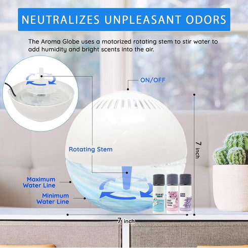 U.S. JACLEAN Daiwa Felicity Aroma Globe Air & Room Revitalizer - White Noise Aromatizer Air Washer Machine with Scented