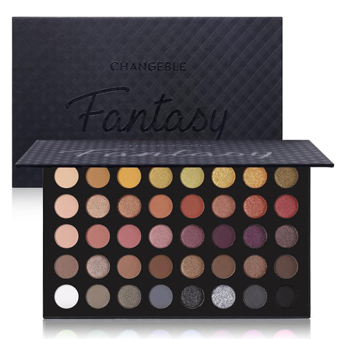 Professional Neutral Eyeshadow Makeup Palette, 40 Pigmented Matte Shimmer Warm Eye Shadows, Rose Gold Smoky Brown