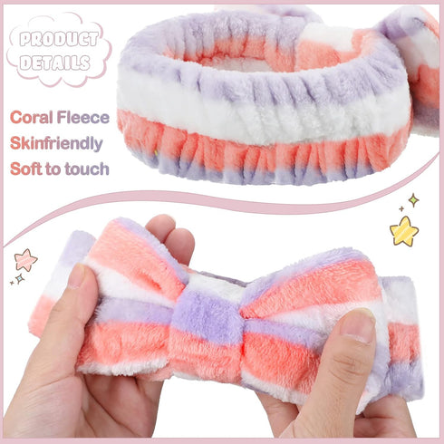 WILLBOND 24 Pack Spa Headband Bow Hair Band for Women, Adjustable Makeup Headband for Face Wash, 24 Styles