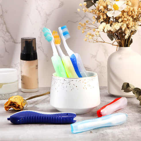 Zopeal 6 Pieces Travel Folding Toothbrush, Portable Built-in Cover, Multi Color Collapsible for Hiking, Camping, Daily