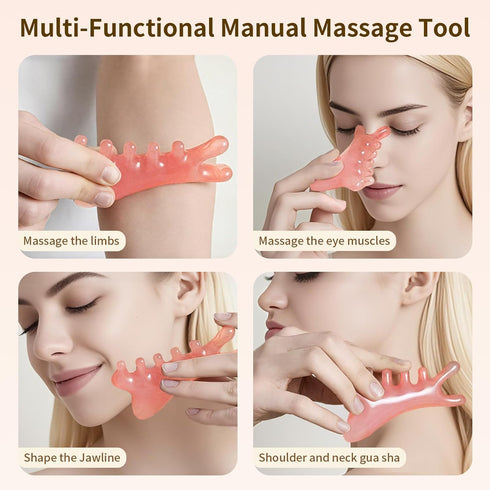 VigBeats 4-in-1 Body Massage Tool, Face & Back Massage Comb, Lymphatic Drainage, Jaw Lifting, Stress Relief for Back