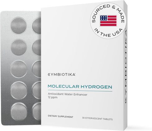CYMBIOTIKA Molecular Hydrogen Water Tablets - 30 Tablets - Magnesium Energy Boost - Gluten Free Keto Antioxidant Drink