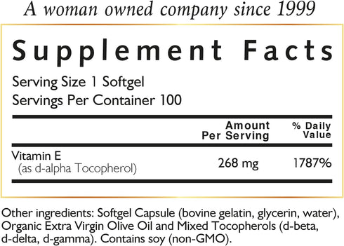 Coco March Natural Vitamin E 400 IU - Mixed Tocopherols, 3 Month Supply - Gluten Free, Dairy Free, 100 Softgels