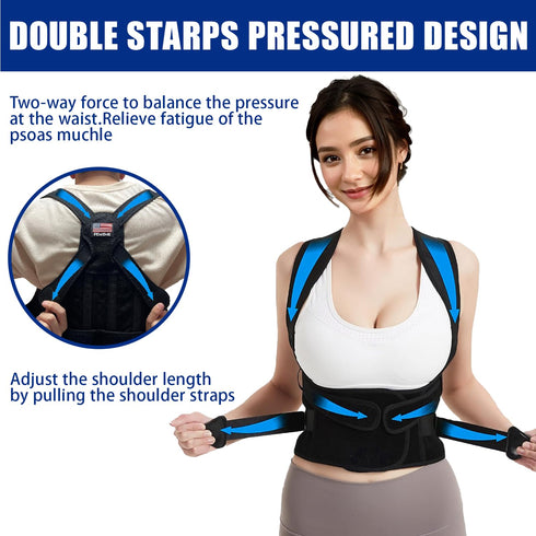 Adjustable Posture Corrector for Women and Men - Back Brace for Pain Relief, Lumbar Support, Breathable Back Support