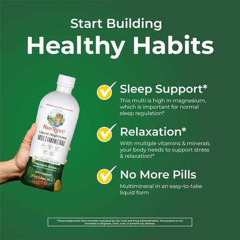 Nighttime Liquid Multimineral Sleep Supplement | Sugar Free | Calm Magnesium Citrate | NO Melatonin | Calcium Magnesium