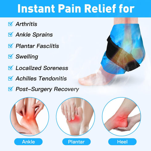 2 Ankle Ice Pack Wrap for Swelling, Reusable Gel Ice Pack for Ankle Injuries, Cold Compress Therapy for Foot Pain Relief, Achilles Tendonitis, Plantar Fasciitis, Sprains