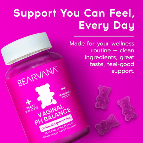Gummies 60 Gummies BEARVANA Vaginal pH Support & Probiotic for Women | Feminine Wellness & Intimate Care Supplement