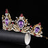 Luxury Purple Crystal Crown, Baroque Rhinestone Tiara and Bridal Crown Headband