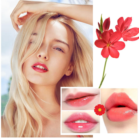 6 Pack Crystal Flower Jelly Lipstick,Magic Color Changing Lipstick,PH Clear Temperature Color Changing Lip Gloss,Lip Balm,Long Lasting Nourishing Moisturizing Lip Stick Set