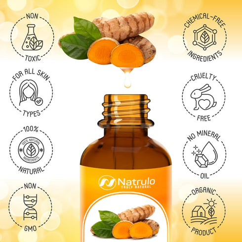 Turmeric Serum for Face & Body - All Natural Skin Brightening Oil for Dark Spots, Fights Acne & Heals Scars