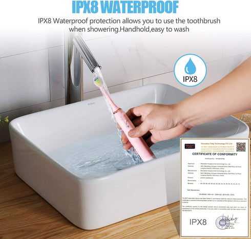 Toothbrushes,5 Bristles,1 Heads,IPX8 Sonic Electric Toothbrush,USB Rechargeable Modes with Timer, Sensitive Gum Care