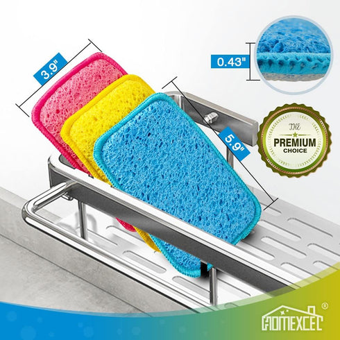 12 Pack Scrub & Wipe Cloths, Dual-Sided Sponges for Kitchen, All-Purpose Cloth for Dishes, Pots, Pans, Non-Stick Cookware, Countertops (Red, Yellow, Blue) by HOMEXCEL