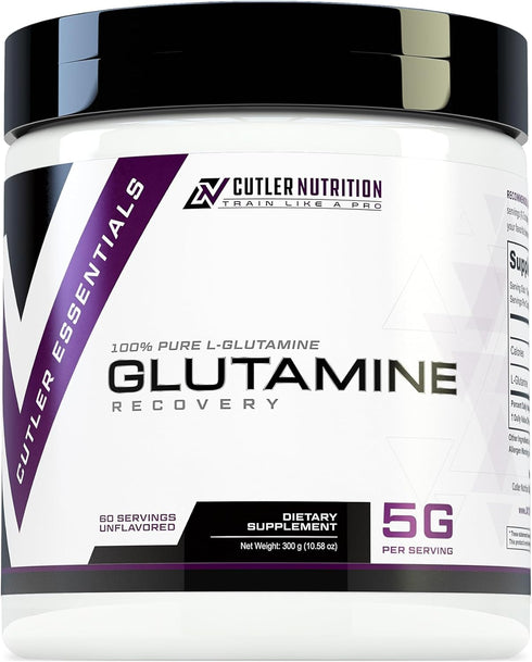 Cutler Essentials 100% Pure L-Glutamine for Enhanced Recovery, Lean Muscle Support | Unflavored, 60 Servings