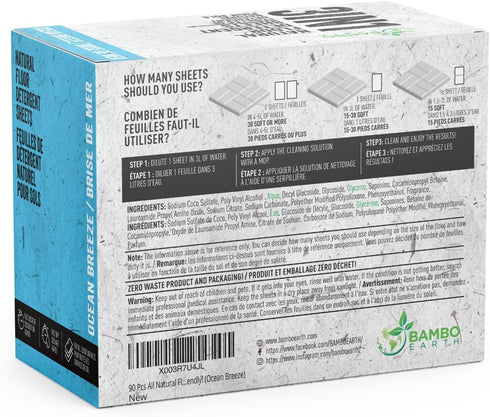 90 Pcs All Natural Floor Cleaner Sheets - Biodegradable and Dissolvable Multipurpose Mopping Soap Detergent Strips