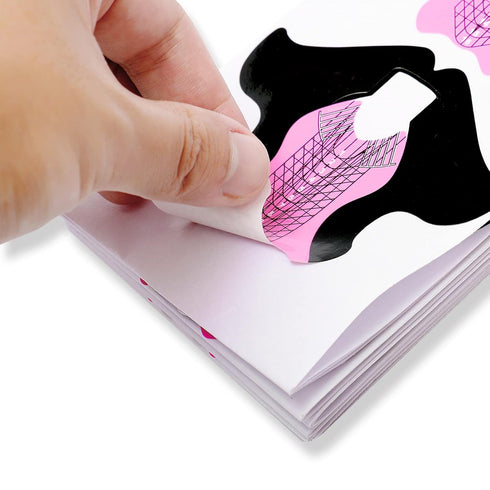 Tvoip 100Pcs Nail Forms Extension Tips Guide for French DIY Tool, Fish Acrylic UV Gel Nail Art Tools (Pink)
