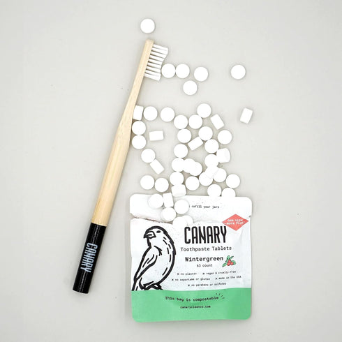 Canary Toothpaste Tablets Wintergreen - Chewable Nano-Hydroxyapatite Teeth Cleaning Tablet - No Fluoride, Great for Travel, Zero Waste 189 Count