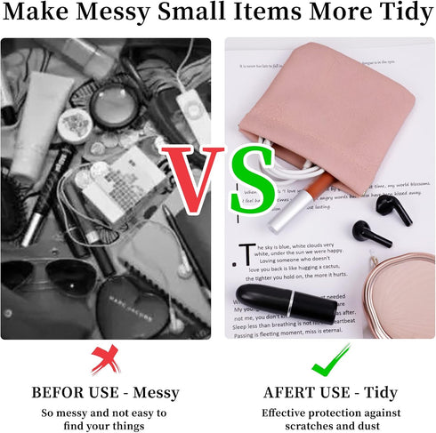 8 Pcs Small Waterproof Makeup Bag for Purse, Portable Pocket Cosmetic Bag with 7" Squeeze Top Glasses Case, No Zipper