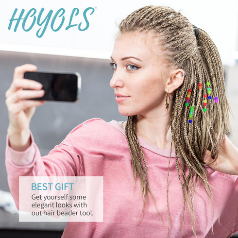 Hoyols Quick Hair Beader for Loading Beads, Braid Stringer Hair Beading Tools Kit, Ponytail Maker Styling Magic for