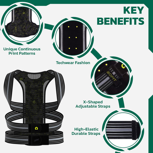 Back Brace Posture Corrector for Women and Men, Adjustable Full Back Support, Muscle Memory Support Straightener, Pain