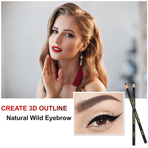 Waterproof Eyebrows Pencil Microblading Eyebrow Pen Supplies Pull Cord Peel-off Brow Pencil Create Long-Lasting Clear Wild Eyebrows (5 Black)