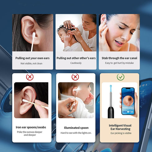 RSRNKXC 1080P 6 Lights,IP67 8 Ear Wax Removal Kit,Earwax Removal Tools with HD Camera and LED Waterproof,Multi-Purpose