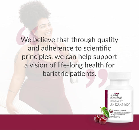 Bariatric Advantage B-12 Speedy Melts, Vitamin B12 1000 mcg Supplement, Black Cherry, 90 Count