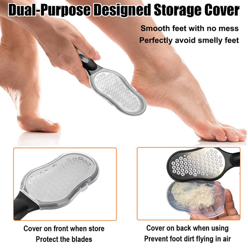 LePinko 2PCS Foot Scrubber Set, Updated Blades, Powerful Pedicure Tool for Callus Removal, Use in Shower or Dry