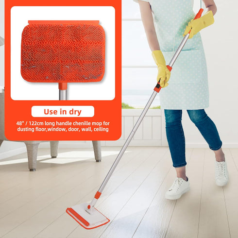 Pack 2 QAE011 QAE015 Qaestfy of Chenille Pad Refill Compatible with Wall and Baseboard Cleaner Tool with Long Handle
