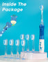 SEAGO Kids Electric Toothbrush with 2 Mins Timer and 8 Replacement Brush Heads, Rainbow LED Light, Blue
