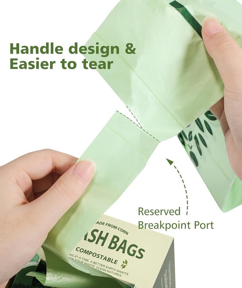 AYOTEE 125 Count 2.6 Gallon Compostable Small Trash Bags with Handles, Ideal for Kitchen, Office, Bathroom