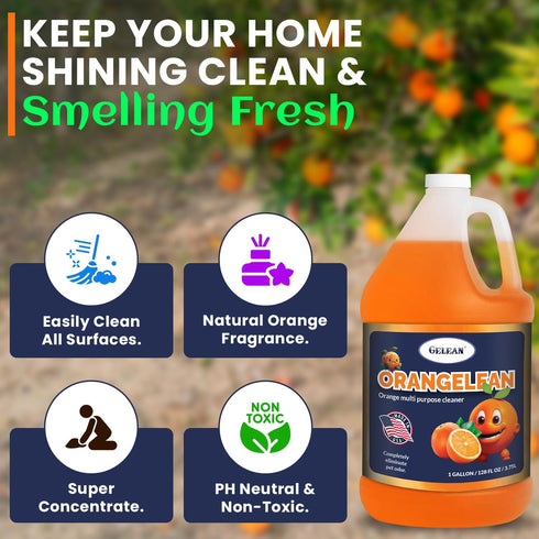 Multi Purpose Cleaner - Pet Odor Eliminator Concentrate, pH Neutral Orangelean Floor Cleaner, 128 oz