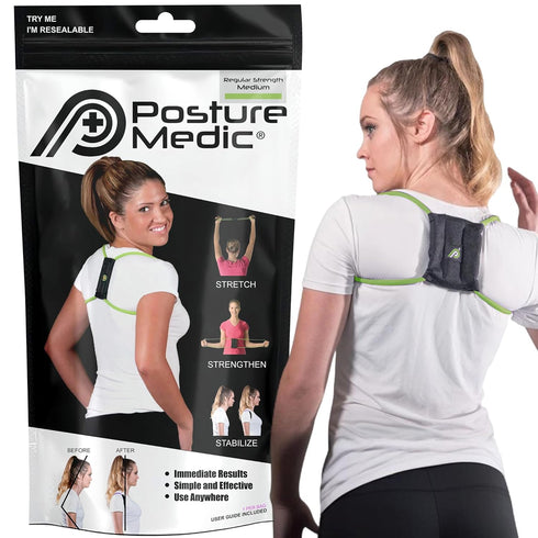 PRIMEKINETIX PostureMedic Dynamic Posture Brace for Neck and Back Support, M(Green)
