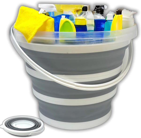 10L Collapsible Buckets for Cleaning, Foldable Beach Bucket with Handle, Collapsible Water Bucket