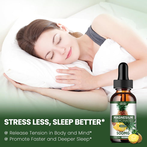 (2 Pack) Magnesium Glycinate Supplement - Liquid Drops 500mg for Stress Relief, Relaxation, Vegan, 4 Fl Oz