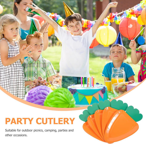 SWETRACE 24pcs Carrot Shaped Disposable Paper Plates Multi-function Household Dinner Plates for Party Gathering