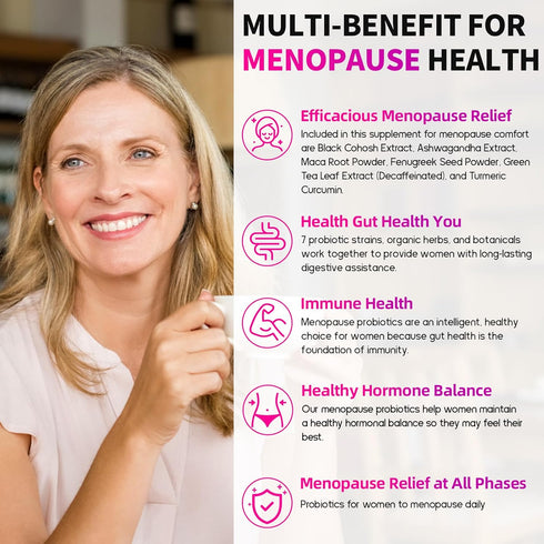 120 Billion CFU Probiotic for Women - Menopause Relief, 13-in-1 Probiotics & Herbs, Immune & Sleep Support - 60 Caps