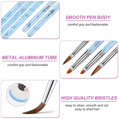 TOROKOM 19Pcs Nail Art Brushes Set, Nail Art Tool for Acrylic Application, Includes Dotting Pens and Gel Brush