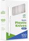 Comfy Package [100 Pack Heavy Duty Clear Plastic Knives - Basic Disposable Cutlery for Events, Parties, and Everyday Use