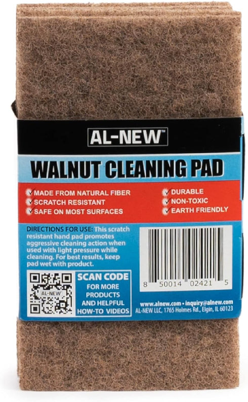 AL-NEW WALNUT CLEANING PADS | Scratch Resistant Versatile Household Cleaning & Scouring Pads for Kitchen (6 Pack)