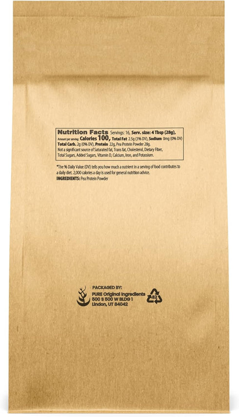 PURE ORIGINAL INGREDIENTS Pea Vegan Protein Powder (1 lb) Gluten Free, from Yellow Peas