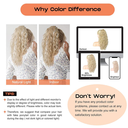 SEIKEA 18" Long Claw Ponytail Extension - PT002 Tia Multi Layered Wavy Curly Hair in Ash Blonde