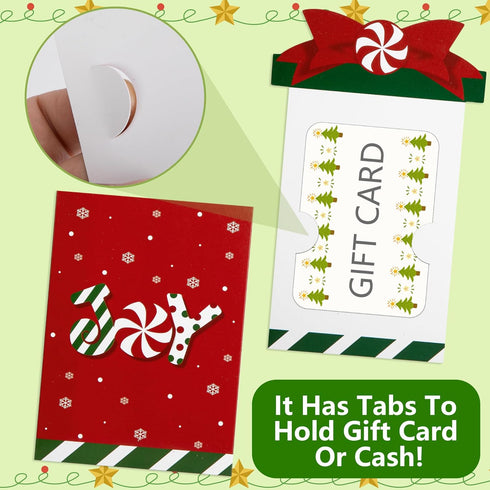 Watayo 12 Sets Christmas Money and Gift Card Sleeves- Christmas Money Holder Ornaments for Cash Gifts with Envelopes