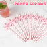 Psiriol 30pcs 7.7inch Pink Bow Straw, Pink Paper Straws, Disposable Cute Paper Straw, Wedding, Picnic, Birthday, Party