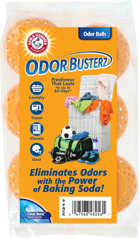 Arm & Hammer Odor Busterz Balls, 6 Count, Long Lasting Freshness, Deodorizer for Carpet and Pets