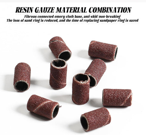 InnoLife 300pcs Grit 180# Nail File Sanding Bands Replacement for 3/32" Shank Size Nail Drill Bits