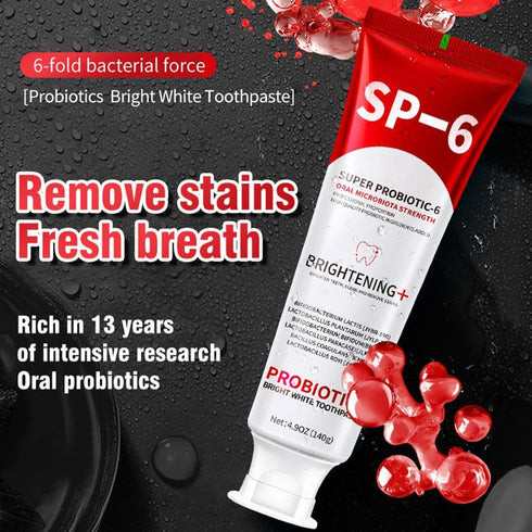 SP-6 6 4.9oz (2 Pack) Probiotic Whitening Toothpaste Advanced Formula with Probiotics for Teeth Whitening & Gum Health