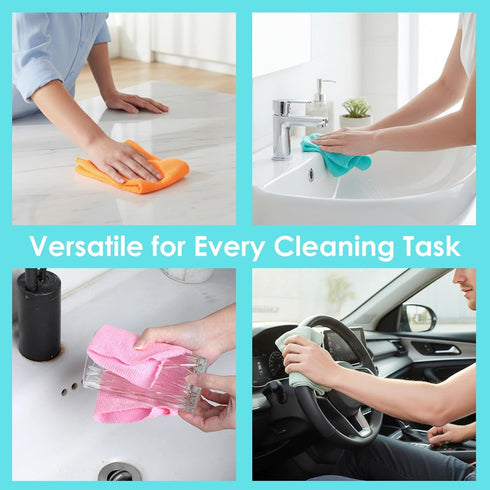 xozeooeu 4 80 10"x10" Rolls Microfiber Cleaning Cloth - Sheets Total, Tear-Away Reusable Paper Towels, Super Absorbent