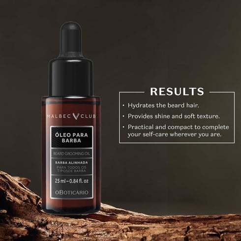 Malbec Club Pre Shave and After Shave Oil for Men, 25ml Hydrating Scented Grooming Oil & Softener No Rinse Conditioner