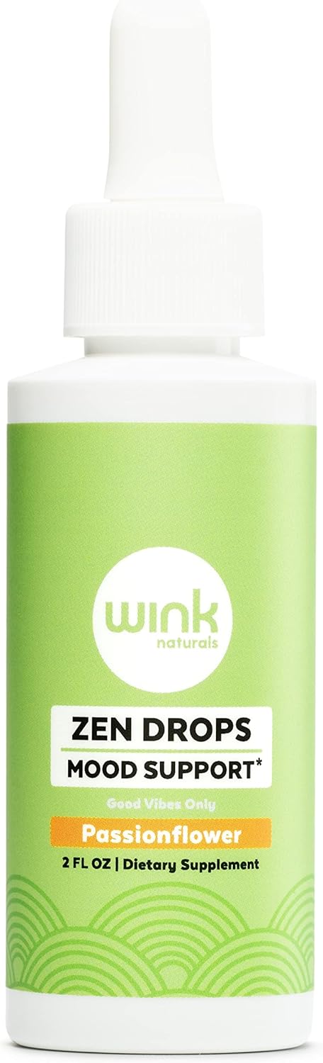 Wink Well Zen Drops Supplements, Mood Support for Adults and Kids, Non-Habit Forming (2 fl oz, Chocolate Flavor)